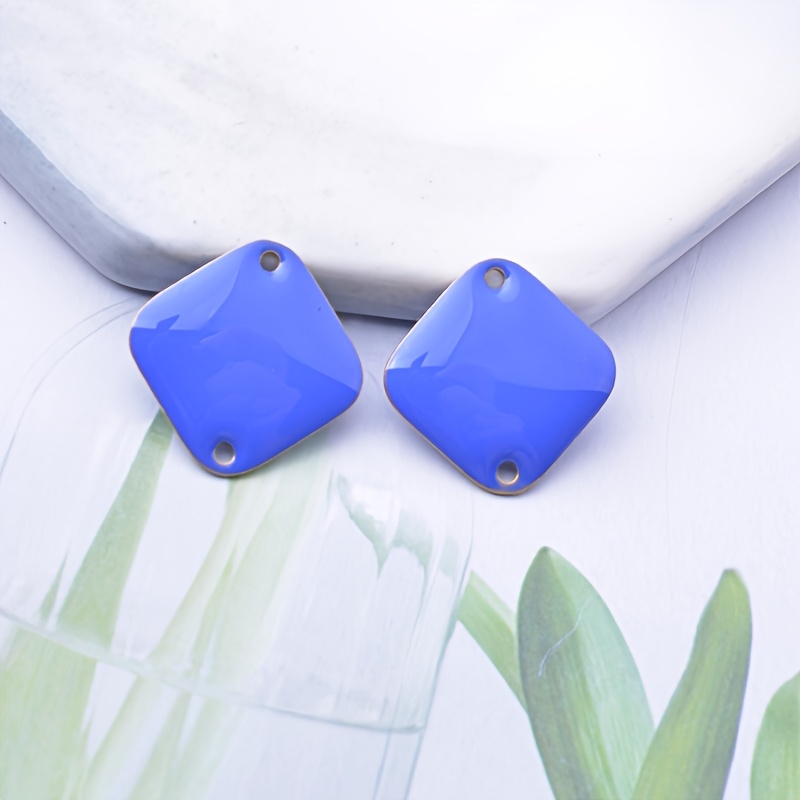 6pcs Colorful Geometric Square Charms for DIY Earrings